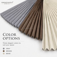 Tissu plissé occultant intégral marron foncé en polyester double couche, occultation totale, plis de 15 mm, pour bureau et baie vitrée