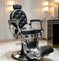 Fauteuil de barbier classique haut de gamme à boutons capitonnés pour usage professionnel en salon de coiffure