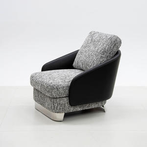 Modern Italian Furniture Single Sofa <b>Chair</b> Fabric Leather Art Stainless Steel Metal Feet Convertible Light Luxury Leisure <b>Chair</b> - Product Image 1