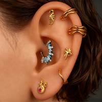 Eternal Metal Titane ASTM F136 Zircon Classique Trident de Poséidon, Bijou de piercing pour oreille, nombril et labret, extrémités à filetage interne