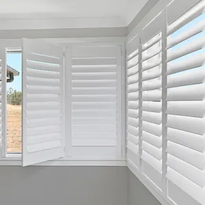 Factory Wholesale Plantation Shutters Jaslousie Louver Windows Basswood Wood Horizontal Shutters For Windows Pvc Shutter