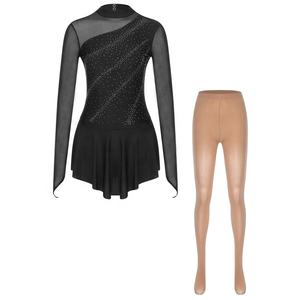 Conjuntos de Vestidos y Medias con Cubrebotas para Prácticas de Patinaje Artístico sobre Hielo para Mujer, Conjuntos Profesionales para Espectáculos de Baile de Salón y Baile Latino - Product Image 3