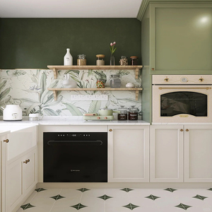 Gabinete de cocina contemporáneo Diseño francés moderno con laca verde blanco MDF <span class=keywords><strong>Madera</strong></span> y <span class=keywords><strong>cola</strong></span> de Paloma ENF Panel de muebles - Product Image 5