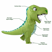 Divertido Disfraz Inflable de Tiranosaurio Rex, Traje de Dinosaurio para Adultos, Inflable con Ventilador a Batería, Inflado Rápido para Navidad y Halloween