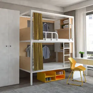 Modern Capsule Bed Adult Enclosed Iron Metal Frame Dormitory Double Bunk Beds For Hostels