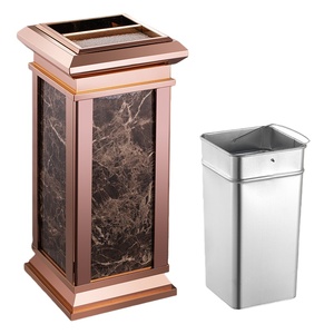 Cubo de basura de acero inoxidable para pasillo de <span class=keywords><strong>Hotel</strong></span>, cubo de basura duradero de gran capacidad, contenedor de basura moderno para sala y habitación pública - Product Image 1