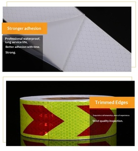 Nastro e Adesivi Riflettenti Rotondi Personalizzati Rosso e Bianco in PET ad Alta Resistenza Autoadesivi per la Sicurezza dell'Auto - Product Image 3