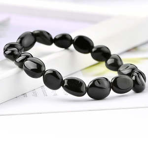 Pulsera de piedras preciosas de ónix negro de alta calidad, brazalete de piedras preciosas de obsidiana - Product Image 3