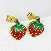 Boucles d'oreilles pour femmes Adorable panda rouge émail cerise Boucles d'oreilles