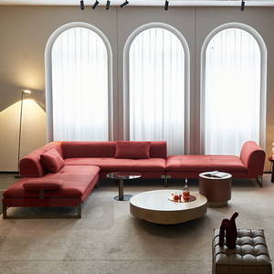 أثاث Gainsville على الطراز الأوروبي الإيطالي من مصنع فوشان الأكثر مبيعًا مجموعة جلد أحمر راقة - Product Image 6