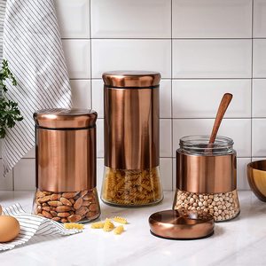 Bộ Hộp Đựng Nhà Bếp Bằng Đồng Bộ Hộp Đựng Lồng Bằng Thép Không Gỉ Với Cửa Sổ Kính Nắp Kín Khí - Product Image 2