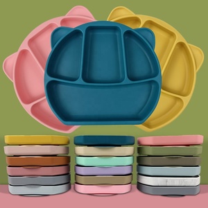 Assiette bébé en silicone de qualité alimentaire sans BPA, base à ventouse minimaliste, résistante à la chaleur, logo personnalisé, vaisselle pour tout-petits - Product Image 1