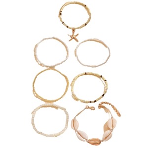 Cross-border Bohemian beach style <b>bracelet</b> <b>set</b>, summer dopamine starfish seed bead shell <b>bracelet</b> seven-piece <b>set</b> for women - Product Image 5