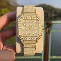 Montre-bracelet mécanique automatique de luxe pour homme, plaquée or 18 carats, entièrement sertie de diamants Moissanite VVS1, style Hip Hop