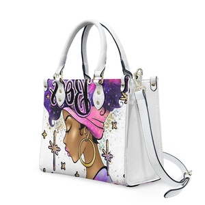Luxusgüter Designer Taschen Print on Demand Benutzer definierte Afro amerikaner Afro Girl Damen Pu Handtasche Brieftasche Set Modische Exquisite Damen Taschen und Brieftaschen - Product Image 3