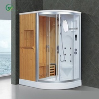 Sauna intérieur moderne de luxe en bois massif de pruche avec panneau de commande informatisé et salle de vapeur sèche combinée