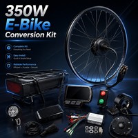 Kit de conversion de vélo électrique 48V 350W 30Ah 130-150KM avec batterie sur porte-bagages arrière, moteur moyeu sans balais, écran LCD, capteur de frein et accélérateur