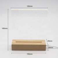 Tableau blanc effaçable à sec en acrylique transparent avec éclairage LED, support en bois, tableau de notes de bureau transparent, tableau de messages en lucite LED pour table