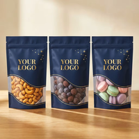 Sachet Doypack Mat Personnalisé avec Logo et Fenêtre Transparente, Estampage à Chaud Doré, en Mylar, pour Emballage de Luxe de Bonbons et Snacks – Vente en Gros