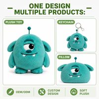 Peluche Monstre Bleu à un œil, à poils courts, personnalisée, Vente en gros, Fabricant d'animaux en peluche OEM ODM, Direct Usine, MOQ, Peluche Amusante