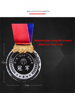 定制标志和挂绳新金银青铜玻璃水晶奖杯奖牌 - Product Image 4