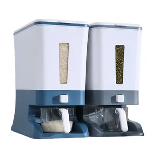 回転可能なキッチンプラスチックごみ箱シリアル穀物ディスペンサーボックス密閉自動シリアル貯蔵容器