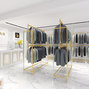 Espositori Metallici a Doppio Lato, Supporto Appendiabiti per Negozi di <span class=keywords><strong>Abbigliamento</strong></span> Maschile - Product Image 2