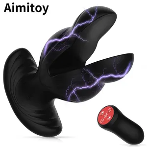 Aimitoy Vibrerende Anale Vibrator Met Elektrische Schok Anale Butt Plug Prostaat Massager Clitoris G-Spot Stimulator Afstandsbediening