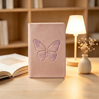 Carnet à couverture rigide Off White, motif papillon violet clair en relief, couverture lisse pour journal quotidien, cadeau pour fille, écriture de notes