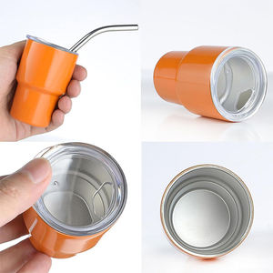 بيع بالجملة مخصص ميني 2 أونصة 3 أونصة بهلوان فراغي لطيف من الفولاذ المقاوم للصدأ بالتساميك بغطاء وقش معدني - Product Image 4