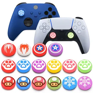 4 Buah Tscope Lucu Gamepad Jempol Joystick Silikon Lembut Penutup Pengontrol Bercahaya Topi Pegangan untuk PS5 PS4 Xbox One Seri 360