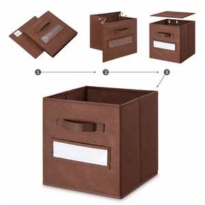 Cubes de rangement pliables en tissu avec fenêtre pour étiquettes, bacs de rangement en tissu, paniers de rangement - Product Image 4