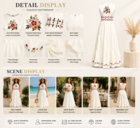 Robe longue décontractée personnalisée style bohème avec broderie florale, sans manches, coupe trapèze, 100 % coton, pour femme, été, faible MOQ 50 pièces