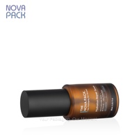 Bouteilles de pompe de traitement pour les soins de la peau 30ml 50ml 60ml Bouteille en verre dépoli ambré de luxe Pompe à sérum pour le visage noir mat avec boîte
