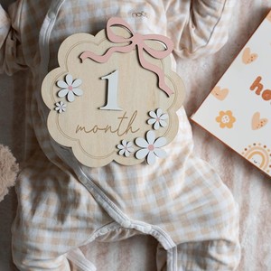 Décor de pépinière en nid d'abeille, accessoires de photographie nouveau-né, annonces de douche de bébé et de <span class=keywords><strong>naissance</strong></span> Cartes d'étape en bois pour bébé - Product Image 2