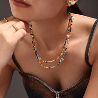 Collier Gaovo Dopamine en pierre naturelle œil de chat coloré, perles élégantes, chaîne de clavicule, bijoux de mode pour femmes