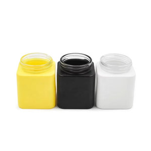 3.5 Gram 7gram Plastic Cap Lid Custom Painted Glass Jar <b>Clear</b> Yellow Black White Matt Neck Straight Side Child Resistant Bottle - Product Image 1