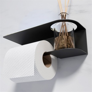 Zinc Alloy Toilet Paper Towel Rack Wall-Mounted Bathroom <b>Storage</b> with Self-Adhesive 35cm Length for Hotel Use - Product Image 3