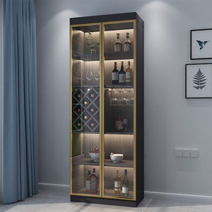 Custom Made Modern Aluminum Alloy Living Room <strong>Display</strong> <strong>Cabinet</strong> <strong>Wall</strong> Mounted Glass Door Wine Bar <strong>Cabinets</strong> for Home &amp; Hotel Use - Product Image 2