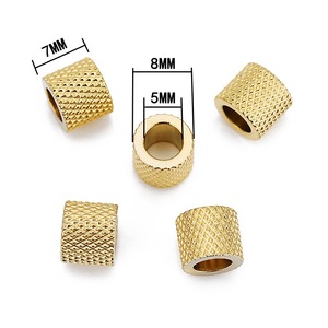 Gold-Plated Textured Cylinder <b>Spacer</b> Beads | Stainless Steel Beads for DIY Jewelry Making | Bracelet & Necklace Accessories - Product Image 3