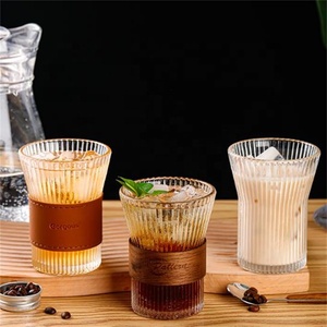 Tazas de Vidrio para Té y Café con Relieve Vertical, Taza de Vidrio Borosilicato con Funda de Cuero, Venta al Por Mayor - Product Image 6