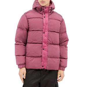 Men's Hooded Puffer Jacket With Stand Collar Button Closure Windproof <b>Winter</b> Casual Coat Regular Fit Thick <b>Quilted</b> Design - Product Image 1