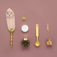 2023 yihuale stylo à plumes de hibou personnalisé avec perles de sceau de cire stylo d'écriture de calligraphie
