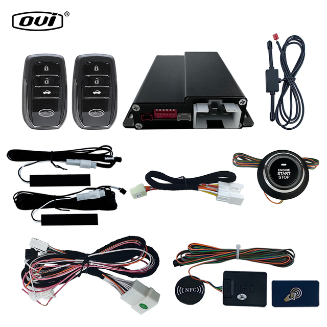 OVI Remote Starter Push Button Start Pke Keyless Car Alarm System Remote Start Kit for Toyota Corolla/Camry/Highlander/Prado