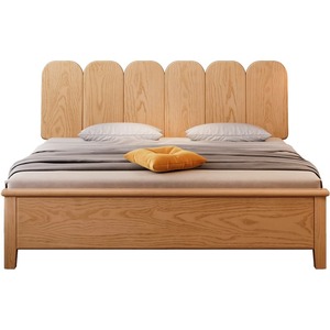 Lit double en bois massif 1,8 m avec plateforme de rangement, meubles de chambre à coucher, style nordique, cadre en pin - Product Image 4