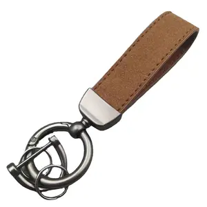 AA00865 Custom Promotional Leather Car Keychain With 4 Keyrings For Any Car Key