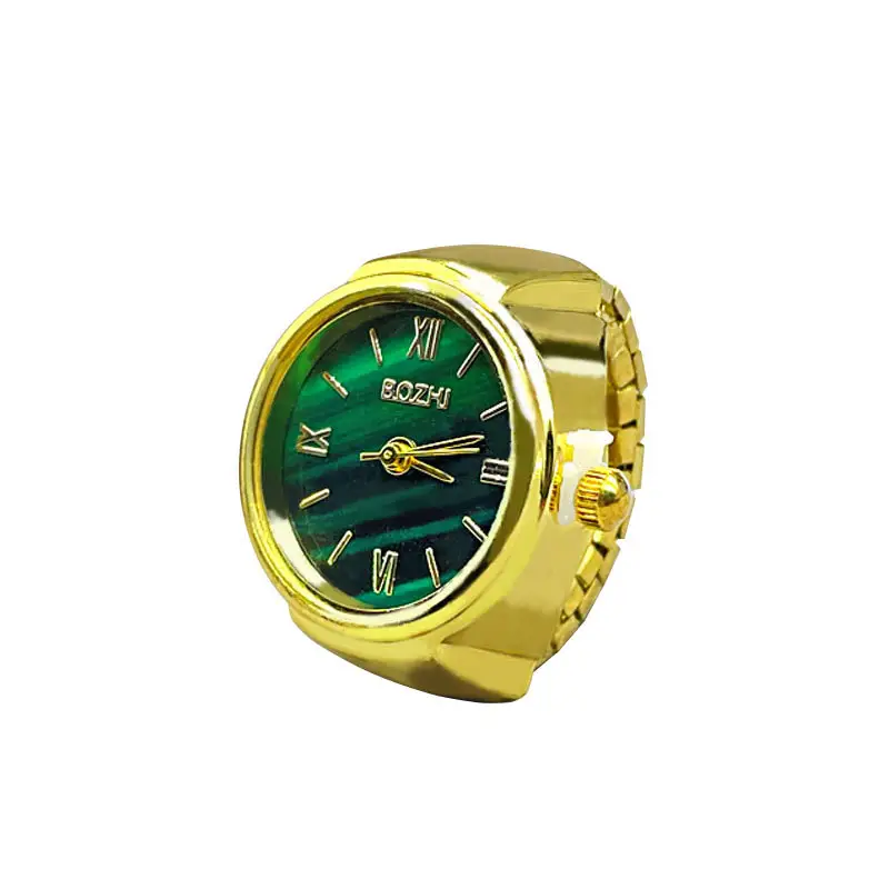 Anillo reloj Mini reloj verde Anillo creativo Movimiento Accesorios de moda Aleación Reloj de dedo fabricantes Regalo del día de San Valentín