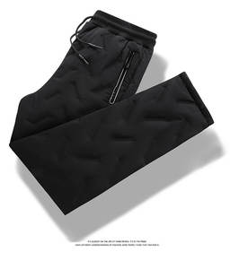 Hot Sell WK-P1001 <b>Winter</b> Woolen Thick <b>Men's</b> Large Size Straight Mid Waist Casual <b>Trousers</b> Fleece Lining Drawstring Closure - Product Image 2