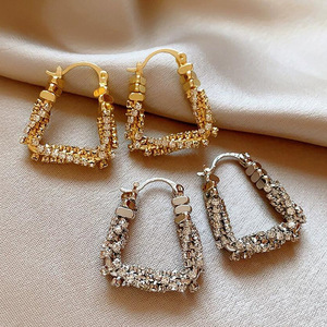2024 Luxury Silver Geometric Shape Antique Copper Platinum Plated Alloy Ear Clip Hoop Earrings New Hot Trendy Design Women's - Product Image 2