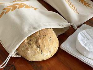 Sac à baguette en lin-Simple 8X27 "idéal pour le pain baguette fait maison, non blanchi, stockage des aliments réutilisables, pendaison de crémaillère et - Product Image 4